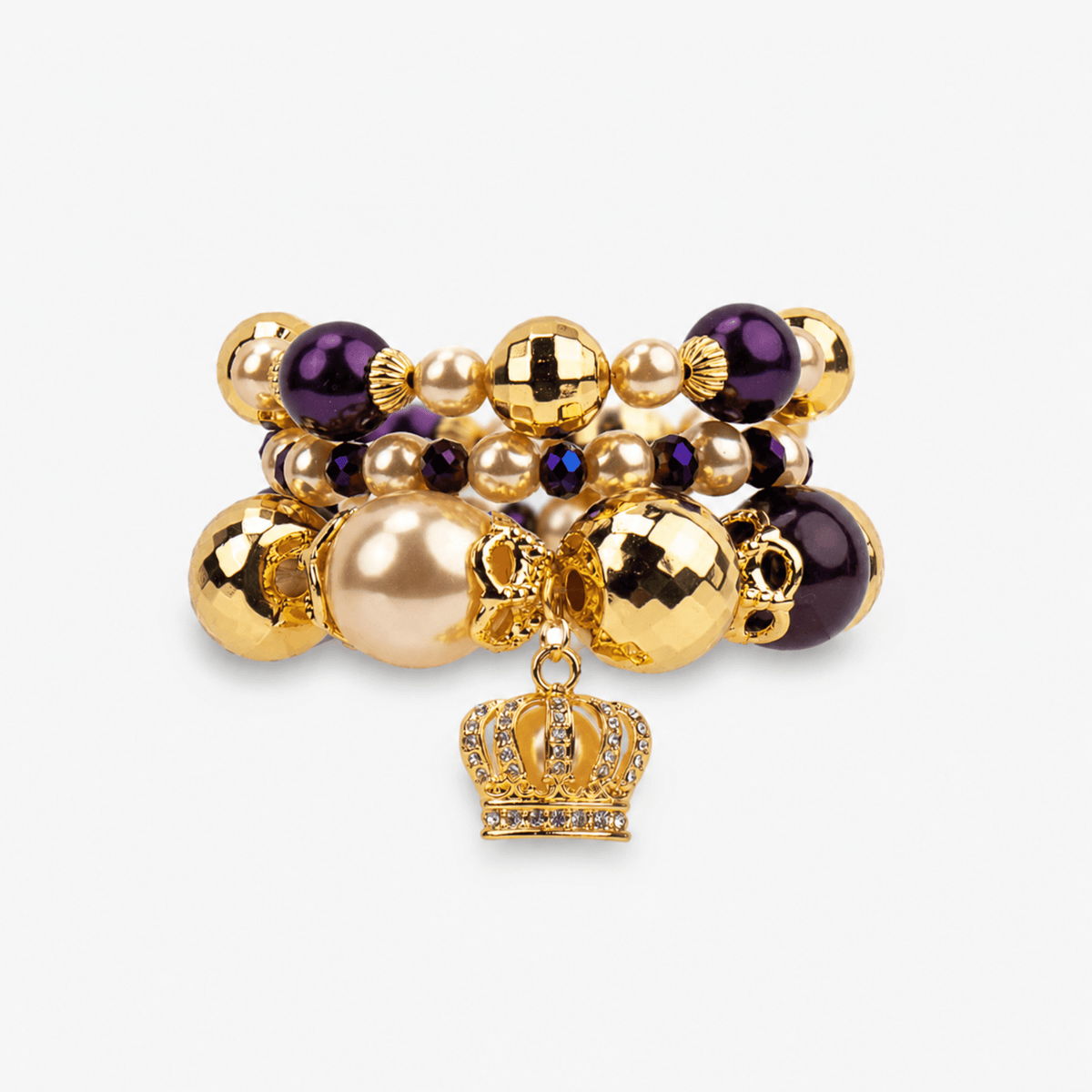 Reign Champagne Pearl 3pc Stretch Charm Bracelet Stack