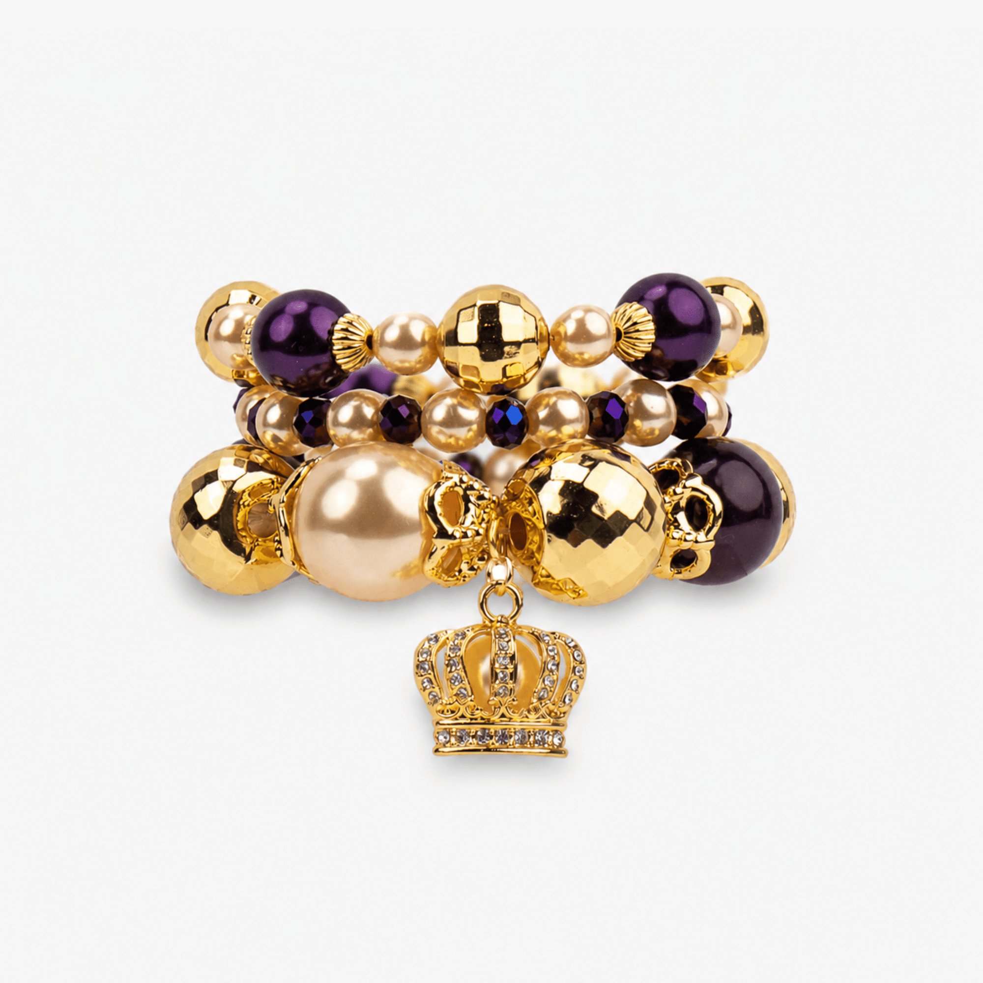 Reign Champagne Pearl 3pc Stretch Charm Bracelet Stack,Bracelets, Sassy Jones,