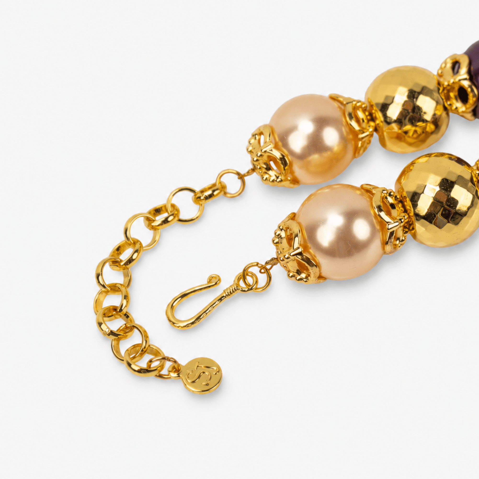 Reign Champagne Pearl Pavé Crown Statement Necklace,Necklaces, Sassy Jones,