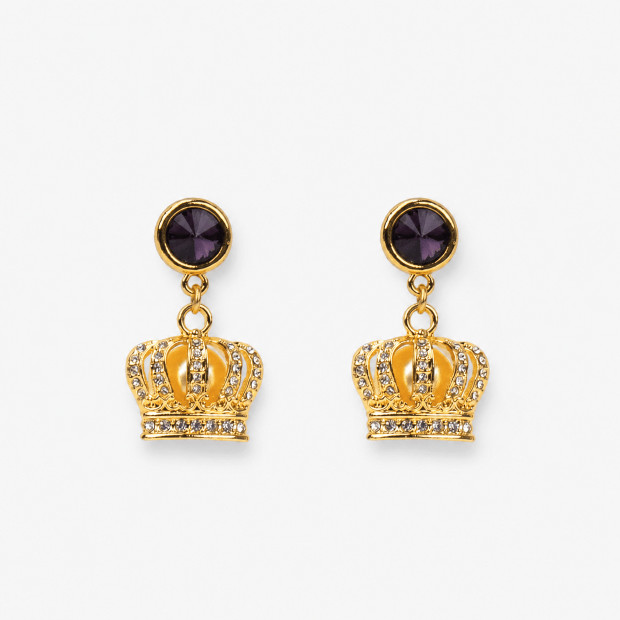Reign Pavé Crown Purple Gemstone Dangle Earrings,Earrings, Sassy Jones,