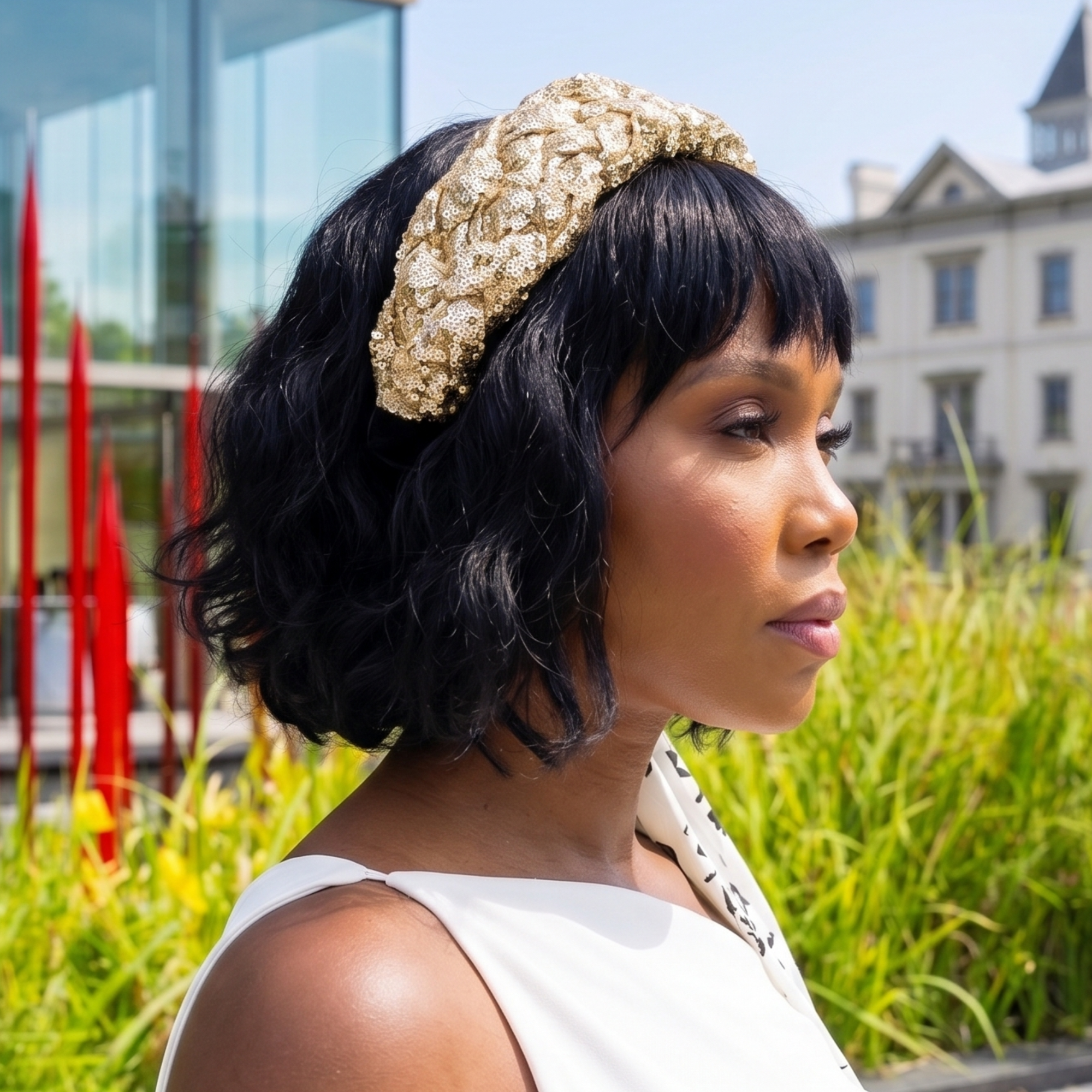 Rosalie Sequin Headband - Gold,Headbands, Sassy Jones,