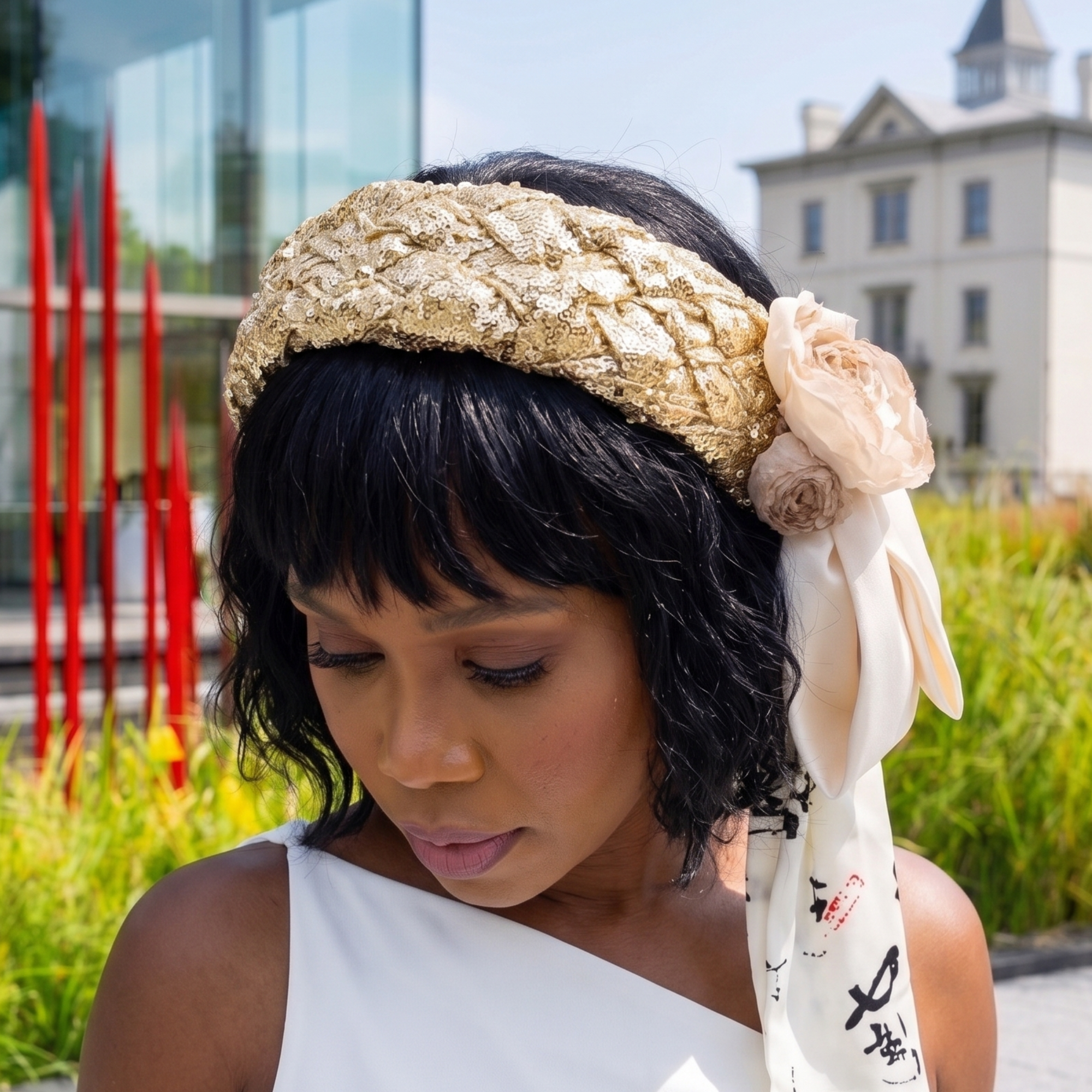 Rosalie Sequin Headband - Gold,Headbands, Sassy Jones,