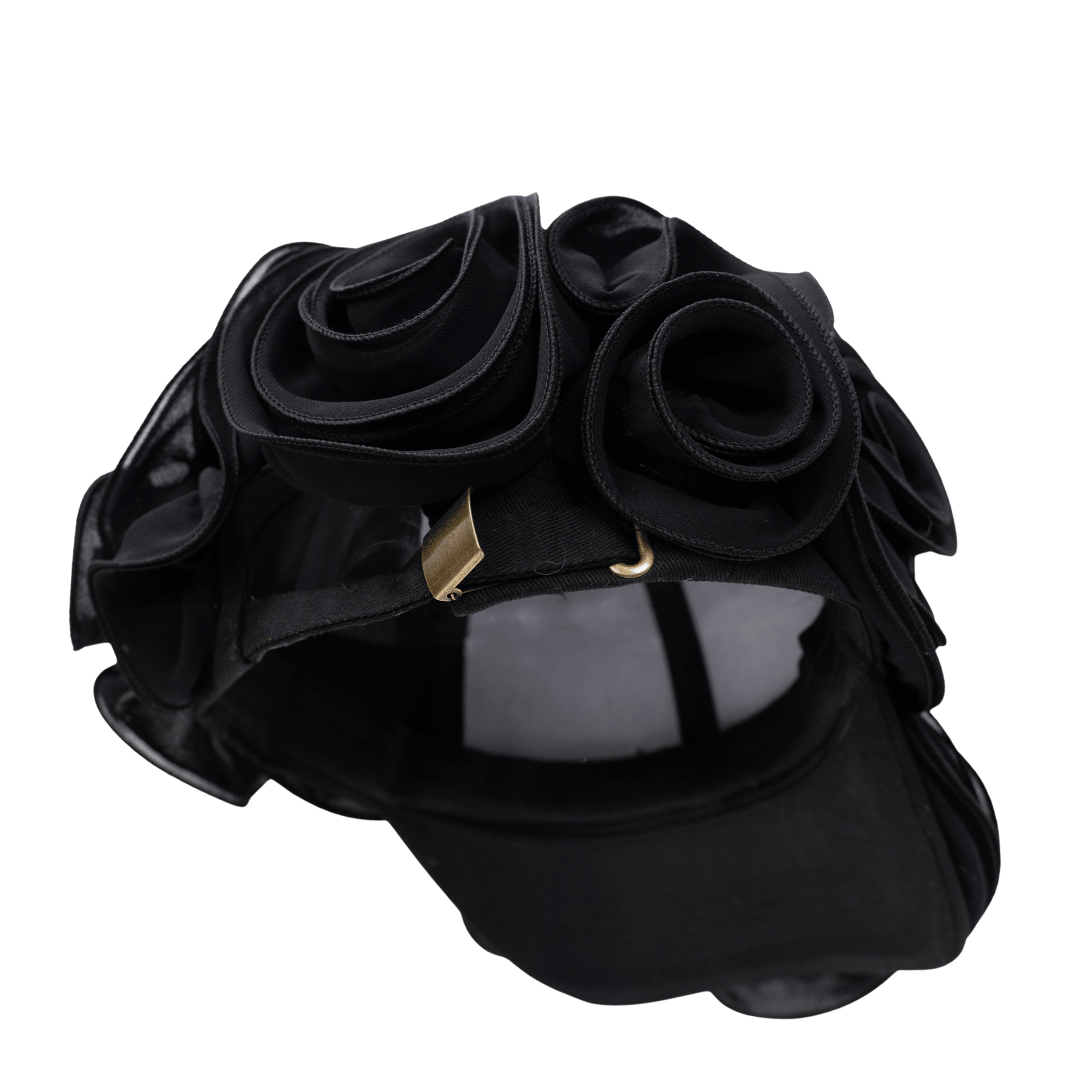Rosette Ruffle Chiffon Cap - Onyx Bloom,Hat, Sassy Jones,