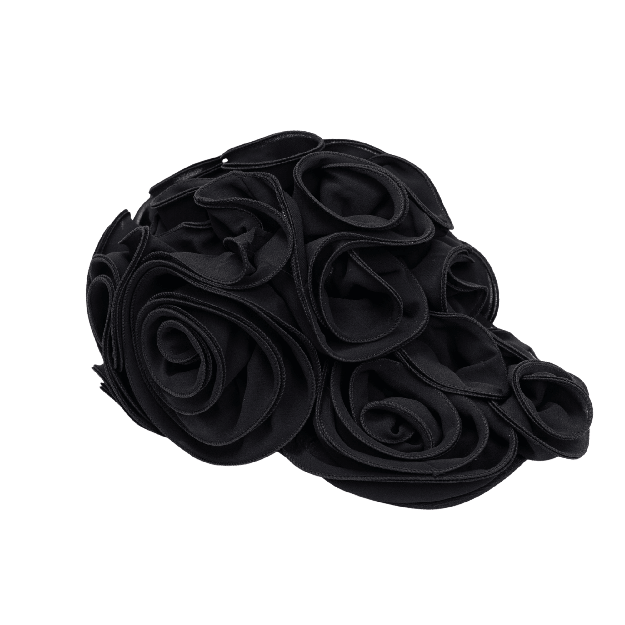 Rosette Ruffle Chiffon Cap - Onyx Bloom,Hat, Sassy Jones,