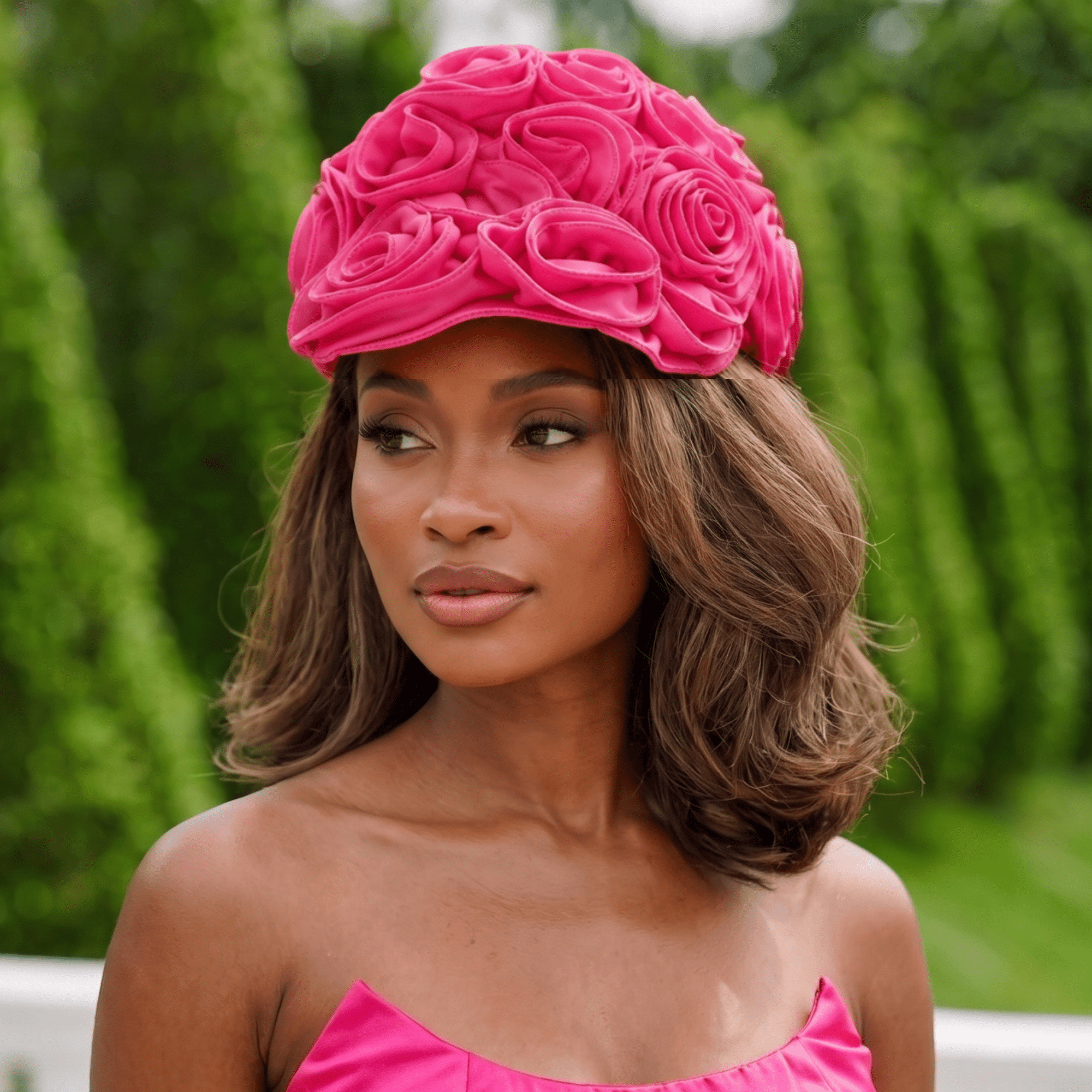 Rosette Ruffle Chiffon Cap - Petal Pink,Hat, Sassy Jones,