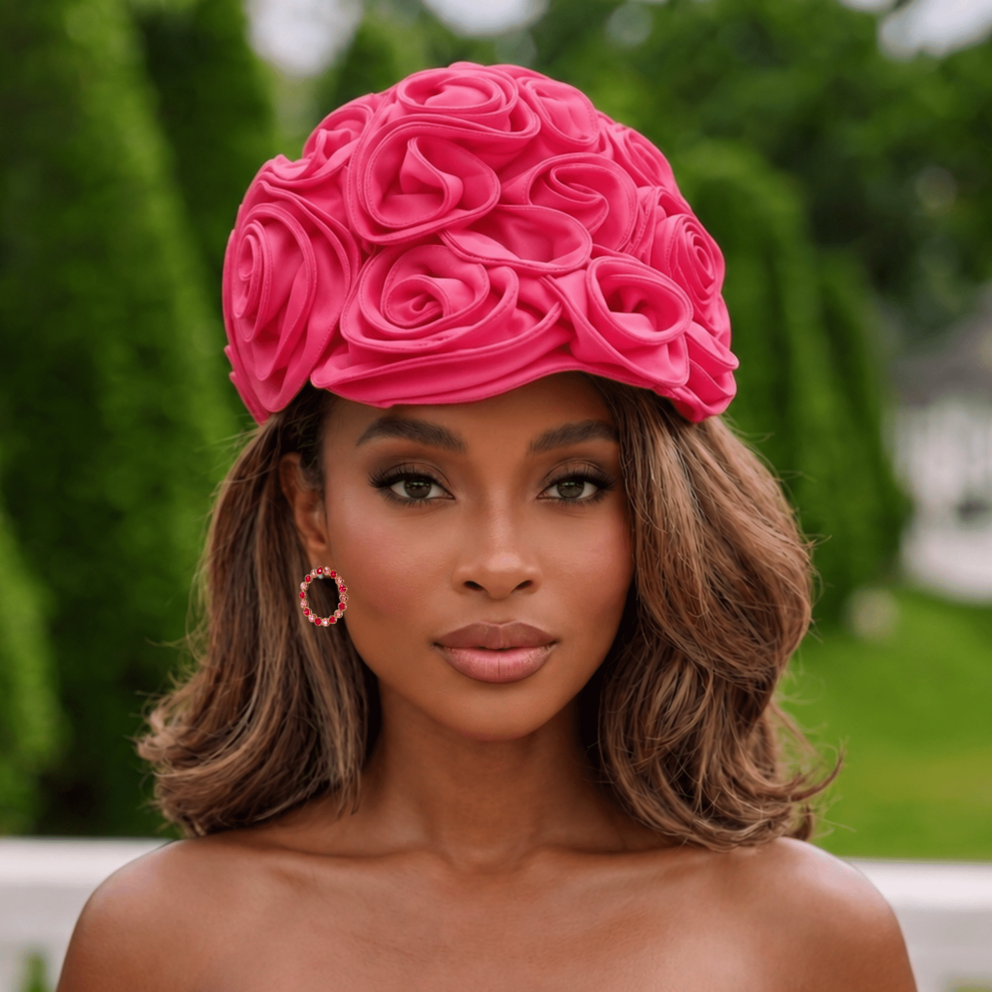 Rosette Ruffle Chiffon Cap - Petal Pink,Hat, Sassy Jones,