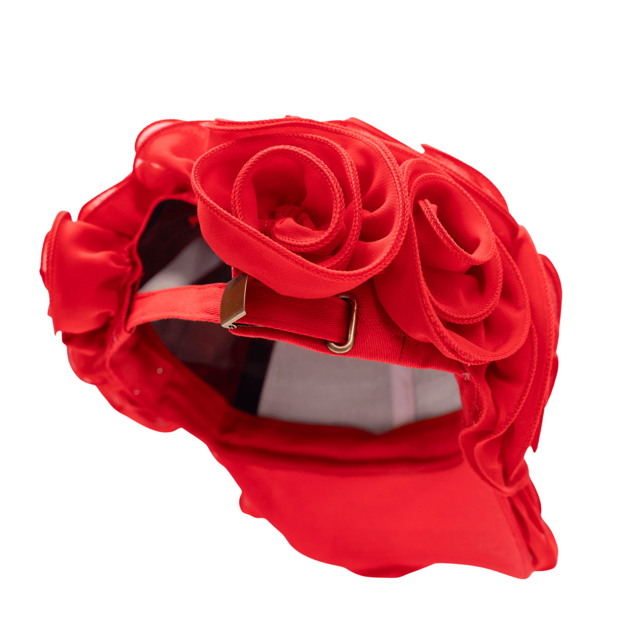 Rosette Ruffle Chiffon Cap - Rosey Red,Hat, Sassy Jones,