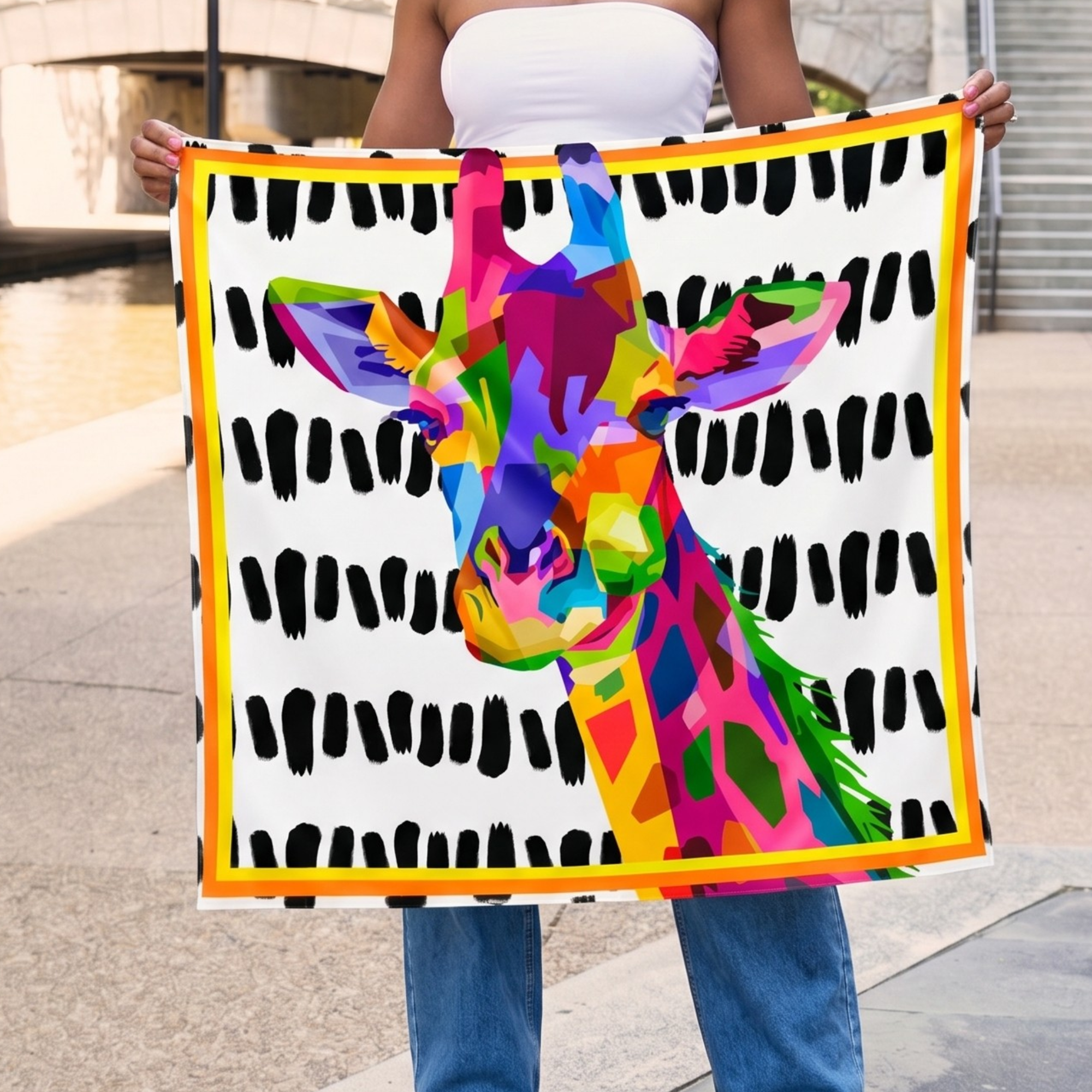Samba Giraffe Luxe Scarf 33” X 33”,Scarves, Sassy Jones,