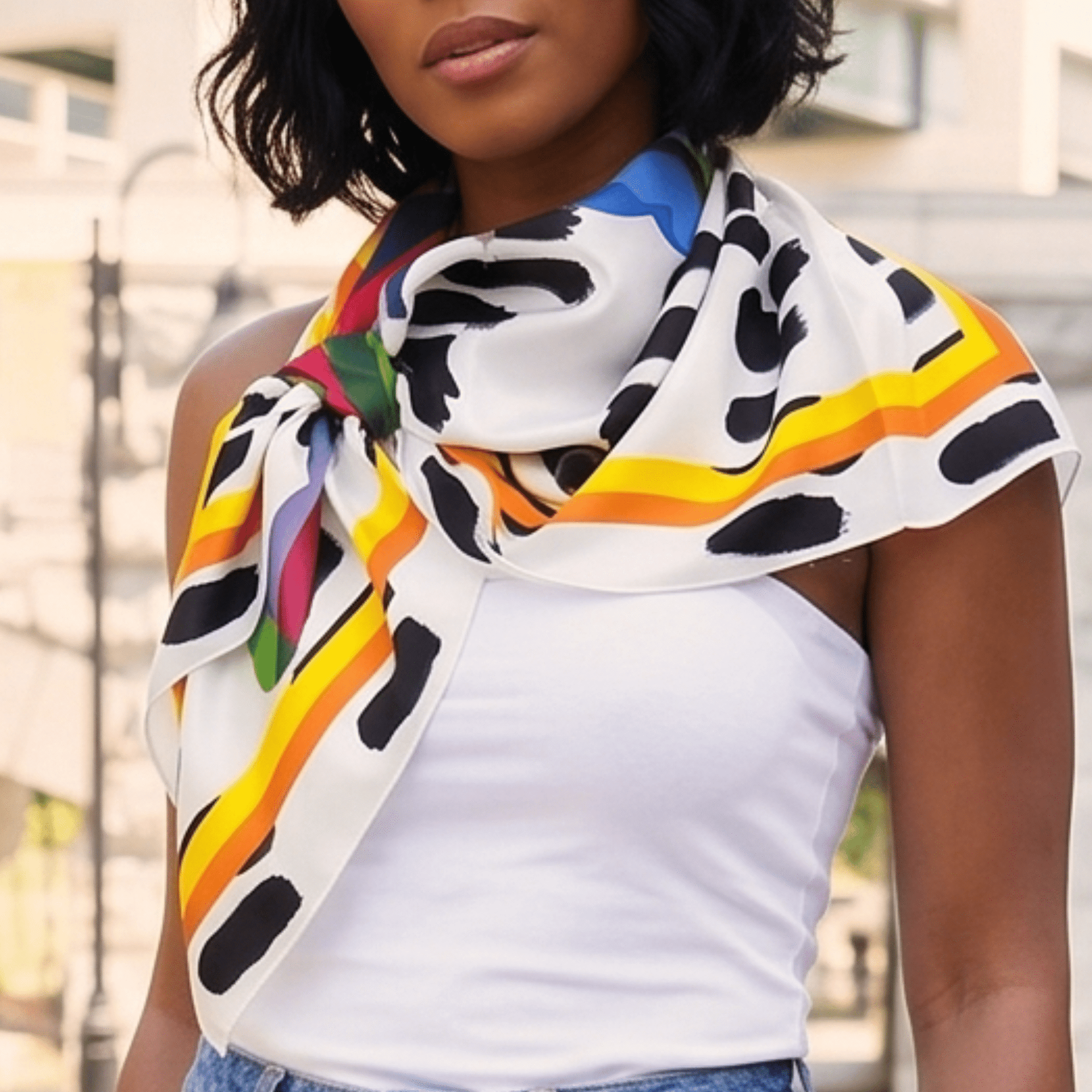 Samba Giraffe Luxe Scarf 33” X 33”,Scarves, Sassy Jones,