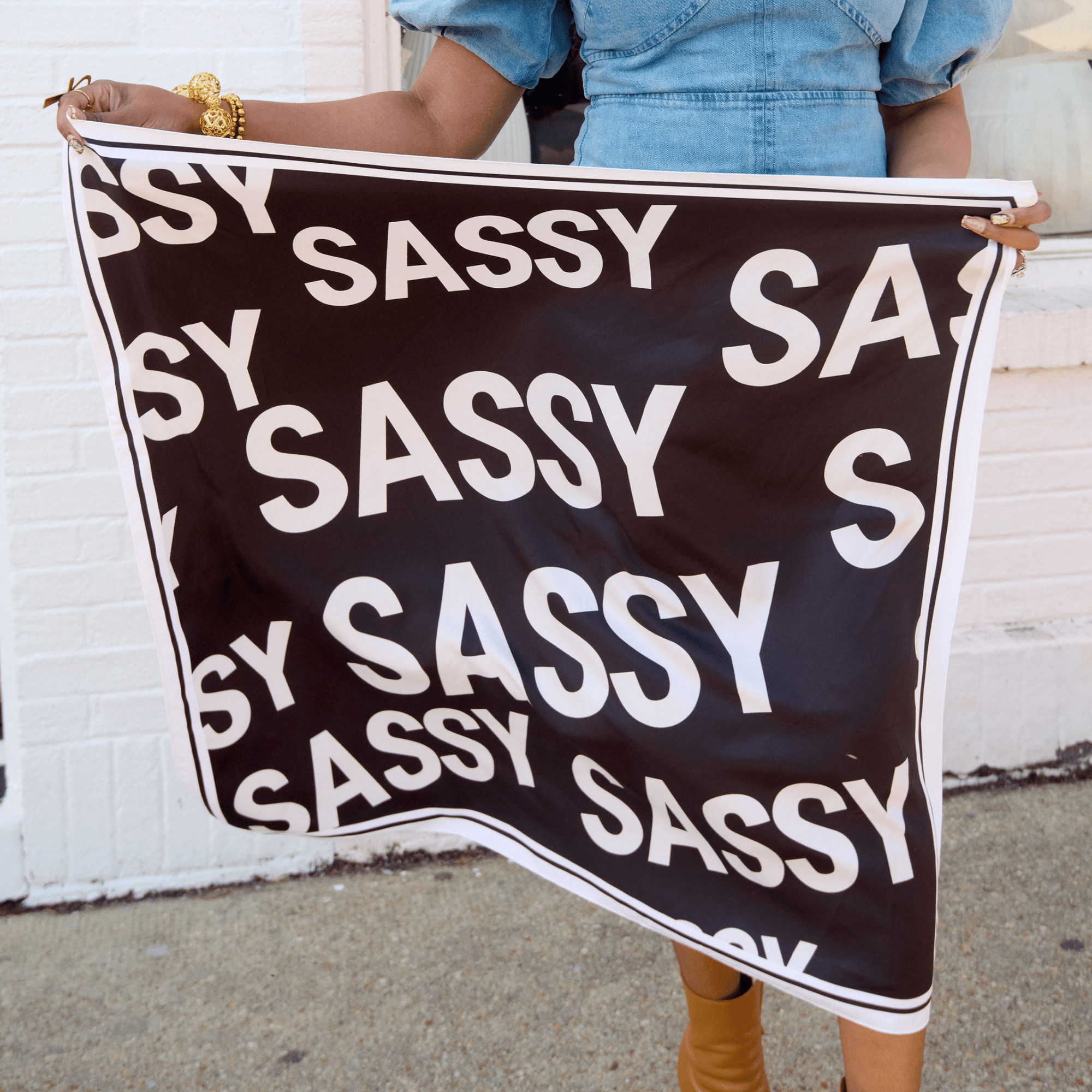 Sassy City Scarf 33" x 33" - Black/White,Scarves, Sassy Jones,