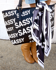 Sassy City Scarf 33" x 33" - Black/White,Scarves, Sassy Jones,