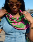 Sassy City Scarf 33" x 33" - Pink/Green,Scarves, Sassy Jones,