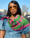 Sassy City Scarf 33" x 33" - Pink/Green,Scarves, Sassy Jones,