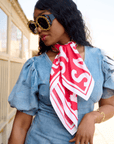 Sassy City Scarf 33" x 33" - Red/White,Scarves, Sassy Jones,