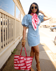 Sassy City Scarf 33" x 33" - Red/White,Scarves, Sassy Jones,