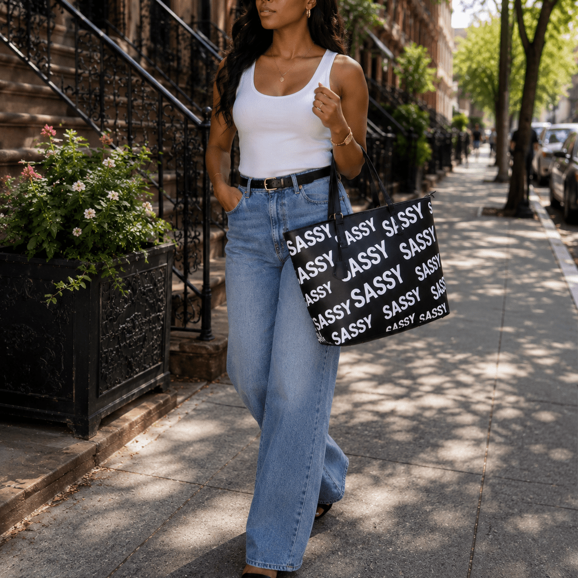 Sassy City Tote - Black/White,Handbags, Sassy Jones,
