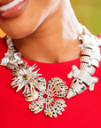 Savage Gardenia Bib - Platinum,Necklaces, Sassy Jones,