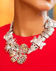 Savage Gardenia Bib - Platinum,Necklaces, Sassy Jones,