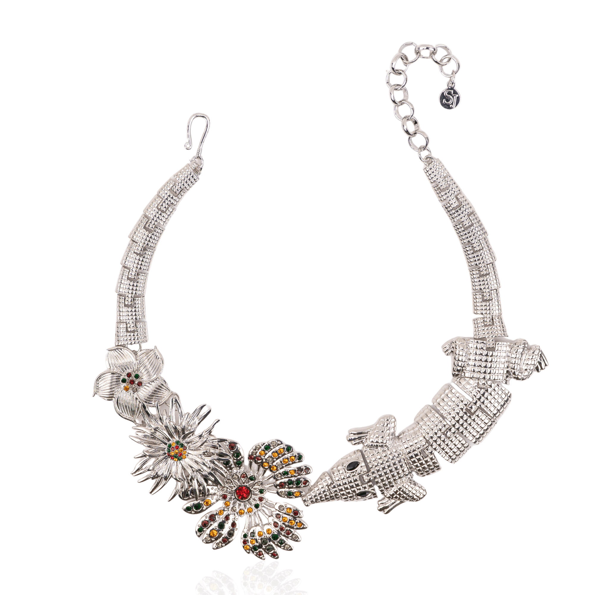 Savage Gardenia Bib - Platinum,Necklaces, Sassy Jones,