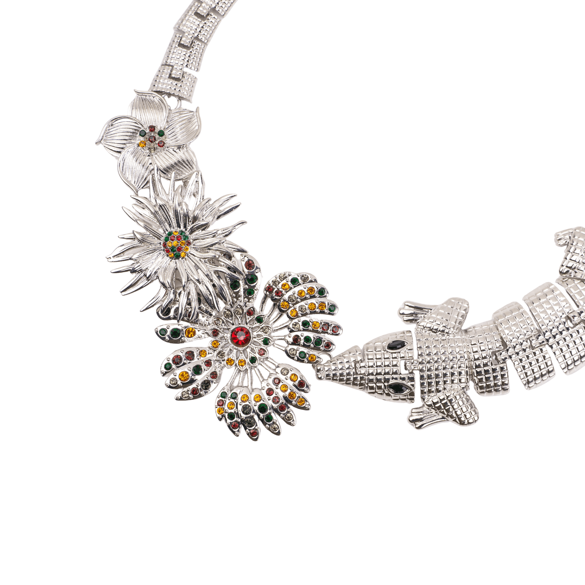 Savage Gardenia Bib - Platinum,Necklaces, Sassy Jones,