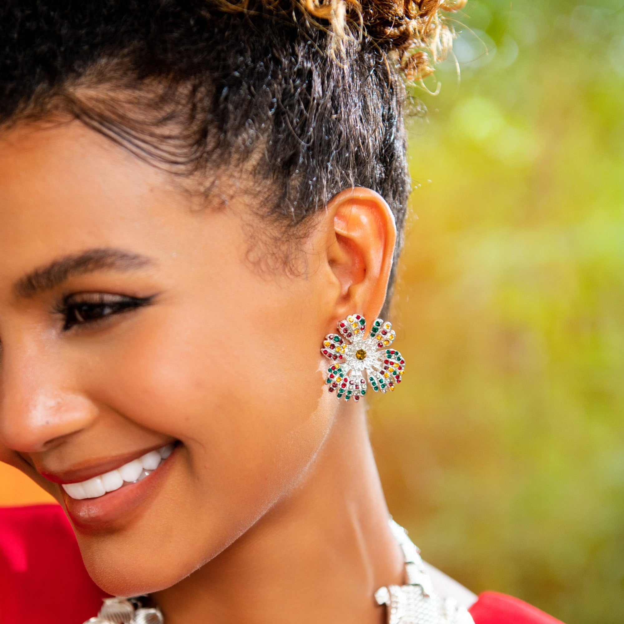 Savage Gardenia Studs - Platinum,Earrings, Sassy Jones,