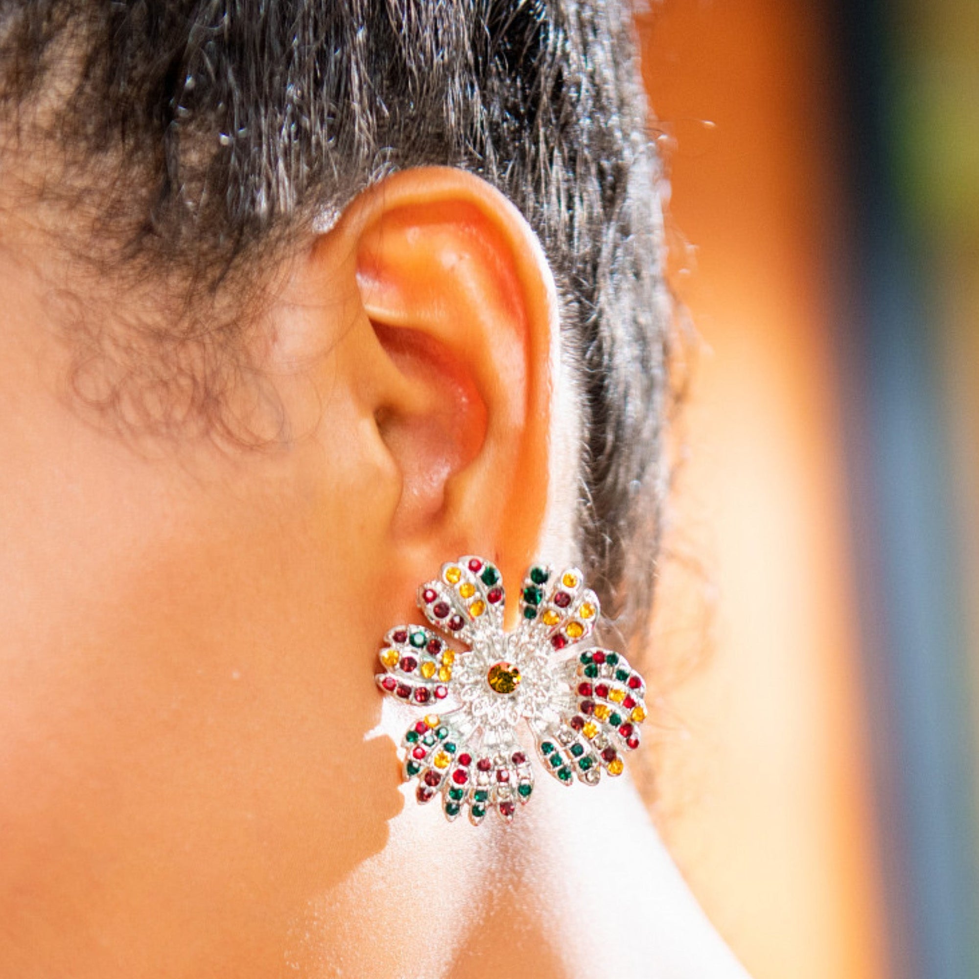 Savage Gardenia Studs - Platinum,Earrings, Sassy Jones,