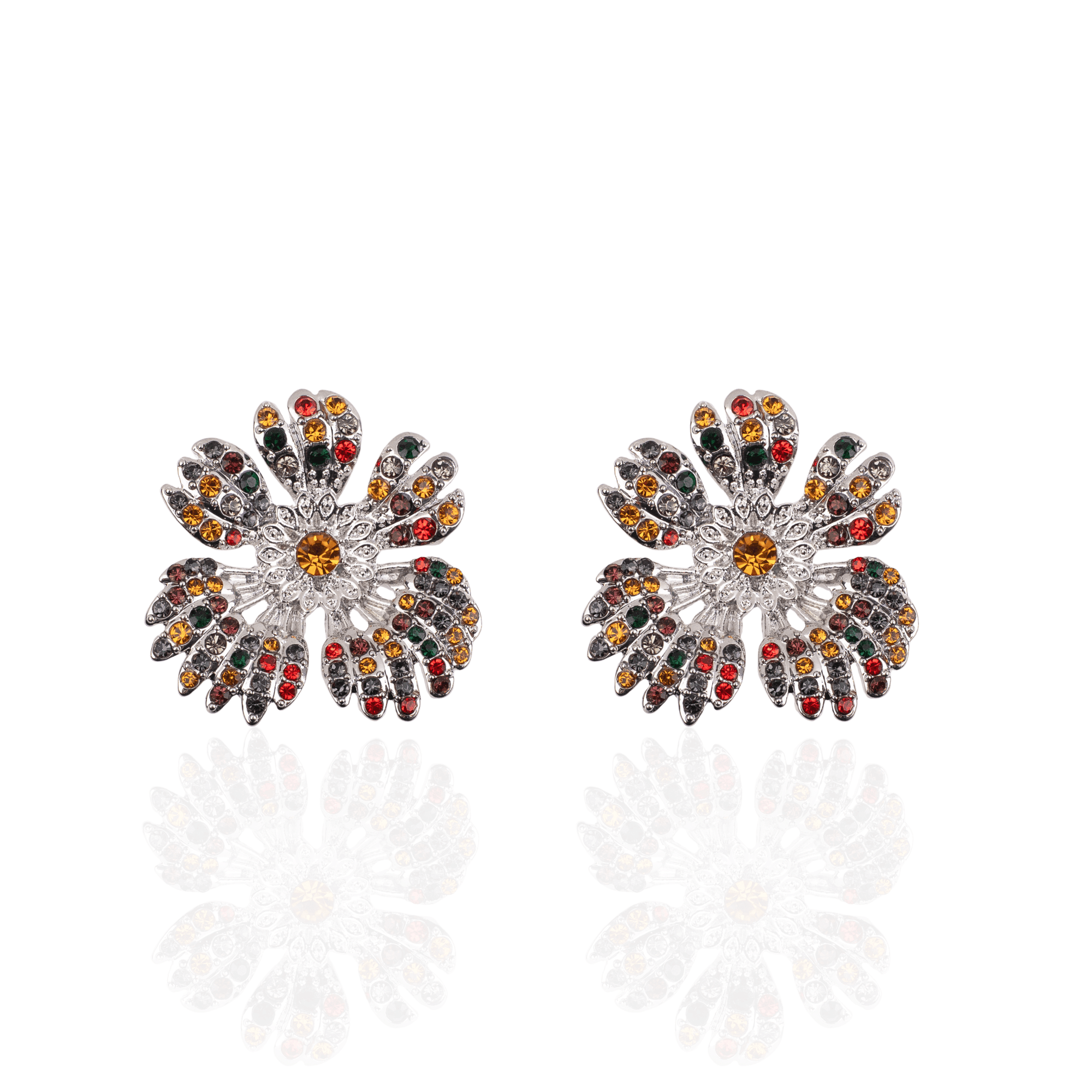 Savage Gardenia Studs - Platinum,Earrings, Sassy Jones,