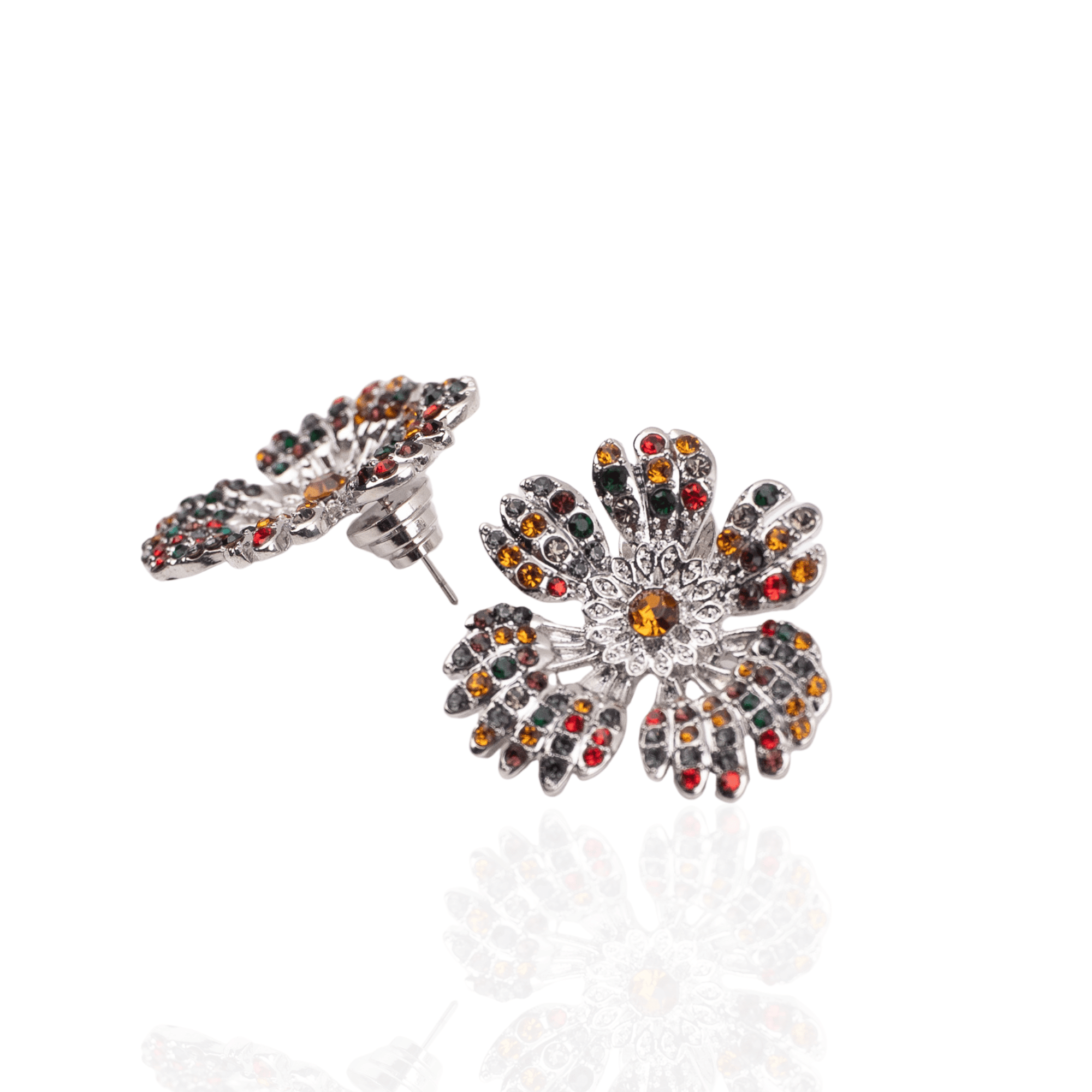 Savage Gardenia Studs - Platinum,Earrings, Sassy Jones,