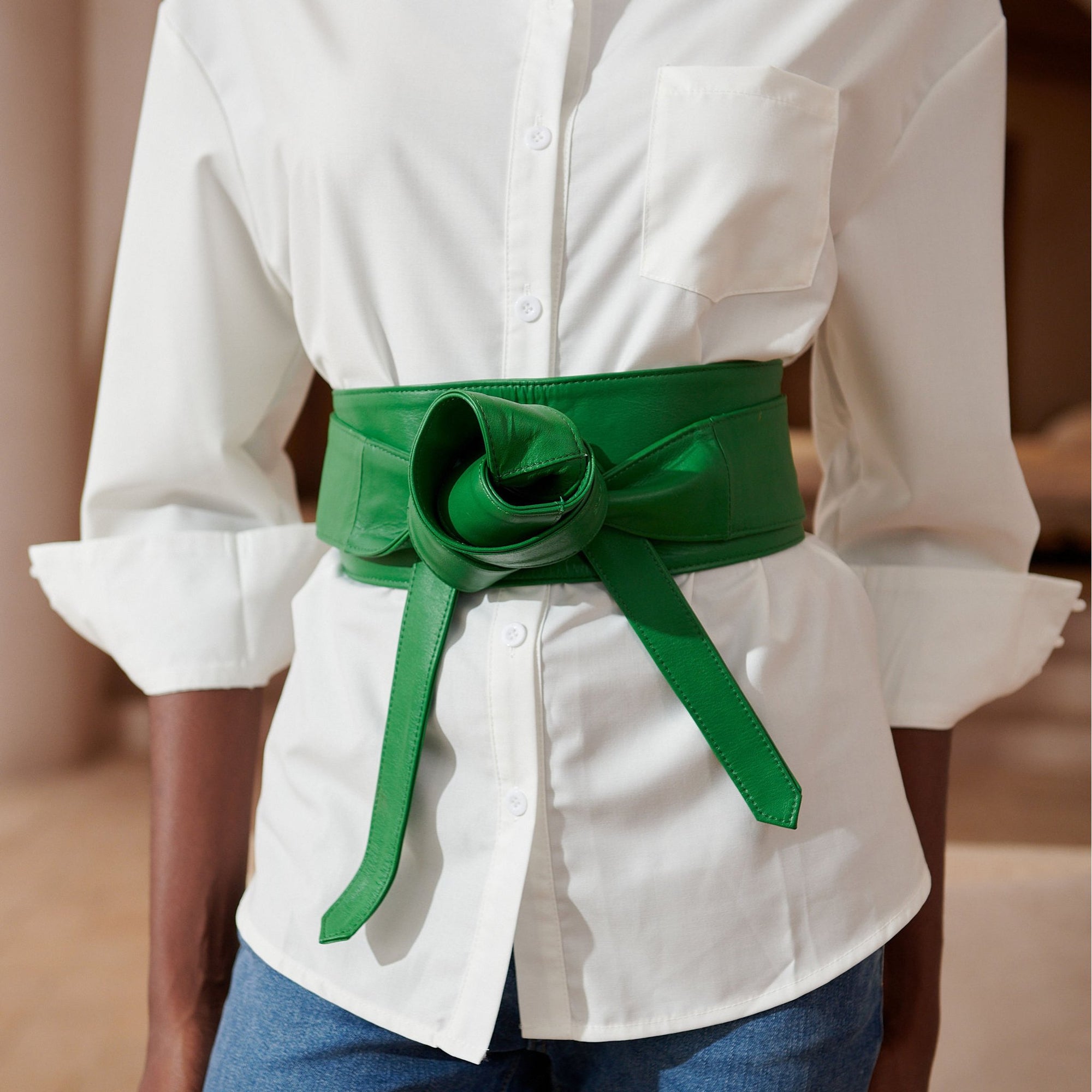 Yaya Leather Wrap Belt - Green,Belts, Sassy Jones,