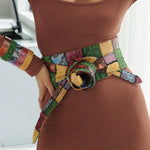 Sheepskin Leather Obi Wrap Belt - Wild Snakeskin,Belts, Sassy Jones,