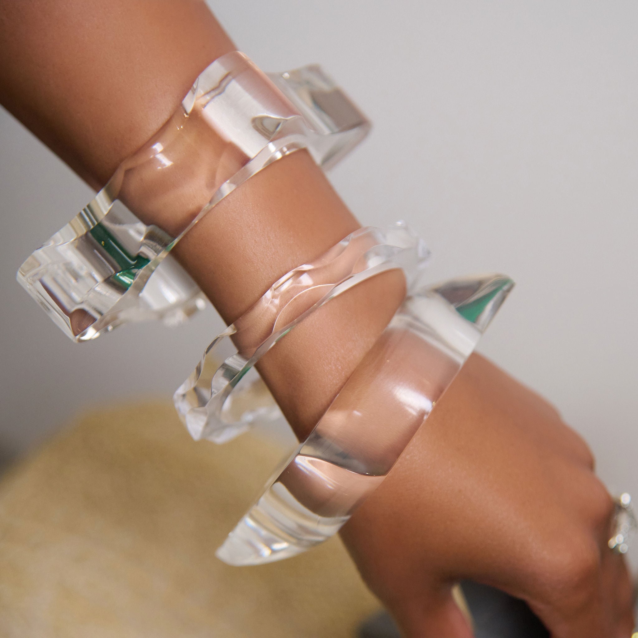 Sierra 3pc Bangle Stack - Clear,Bracelets, Sassy Jones,