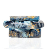 Sierra 3pc Bangle Stack - Navy/ Metallic Gold Marble