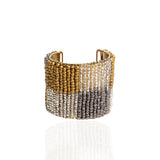 Simone Seed Bead Adjustable Cuff - Silver/Gold - Sassy Jones