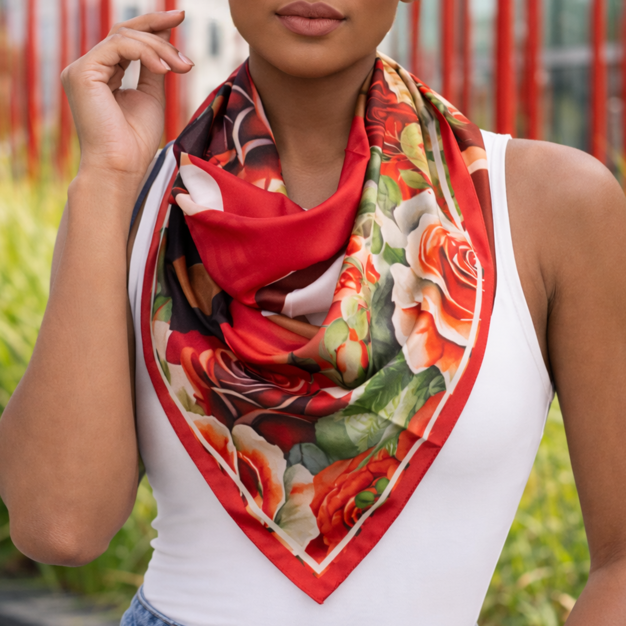 Sistership Luxe Scarf 33" x 33" - Crimson,Scarves, Sassy Jones,