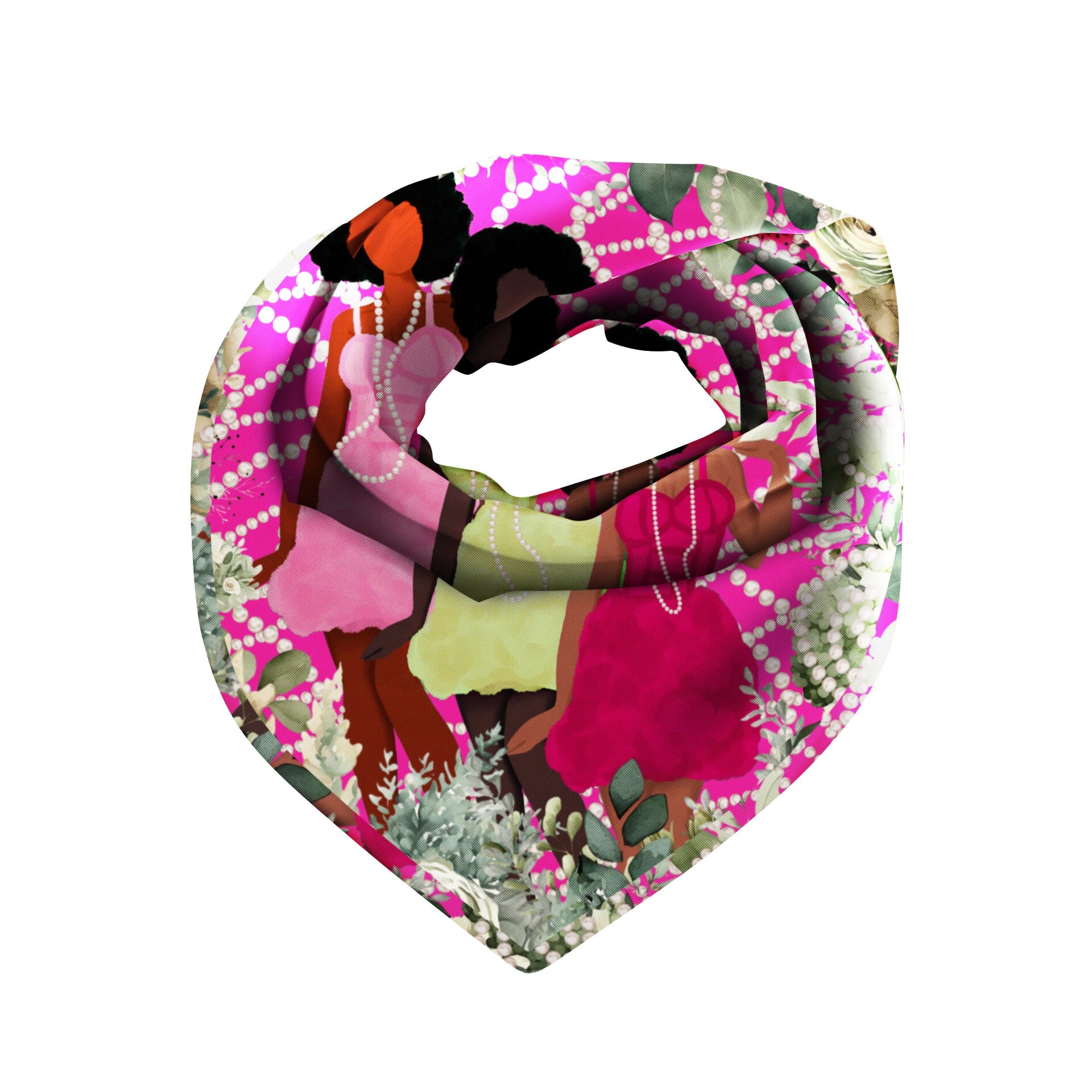 Sistership Luxe Scarf 33" x 33" Pink Green