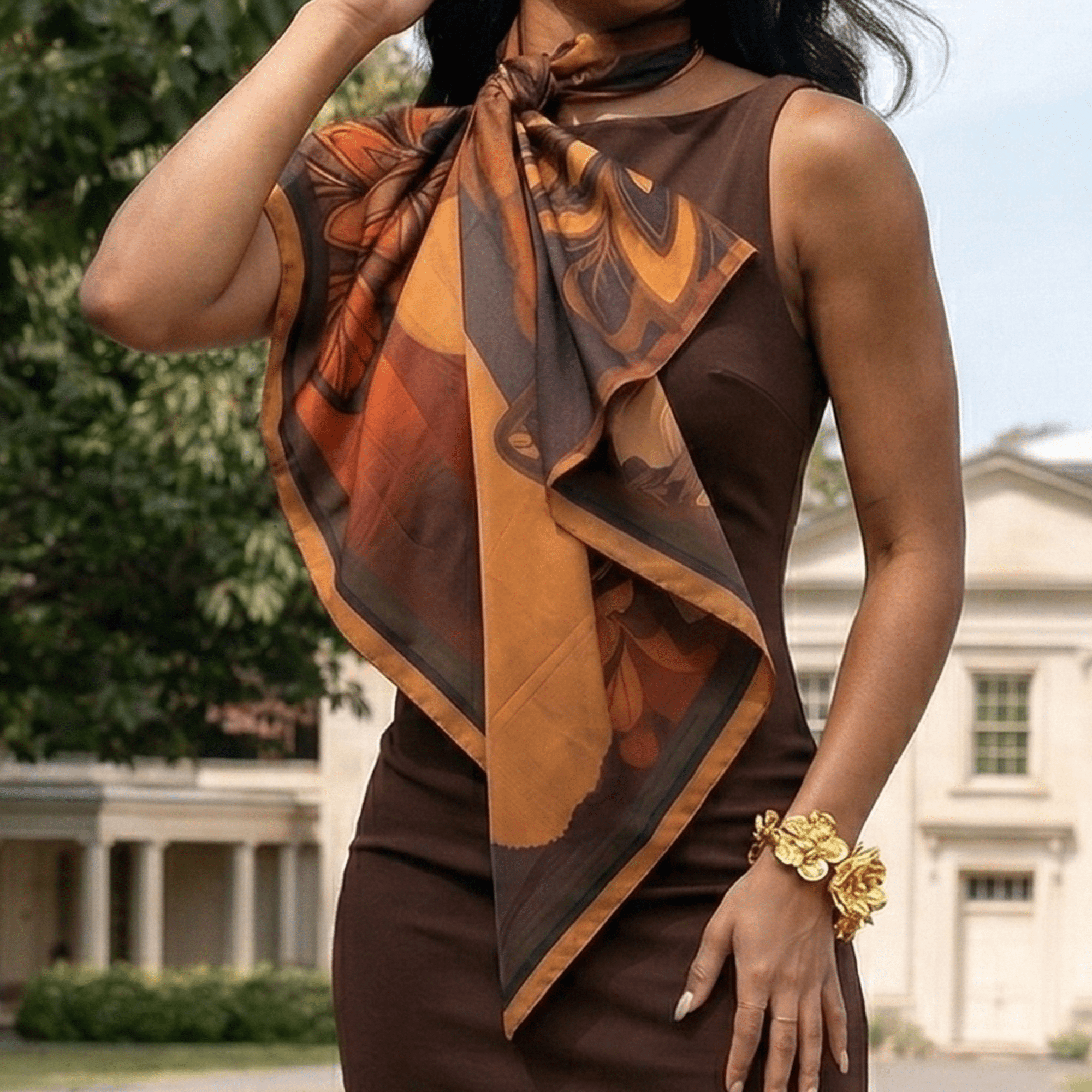 Sistership Luxe Scarf - Chocolate 33" X 33",Scarves, Sassy Jones,