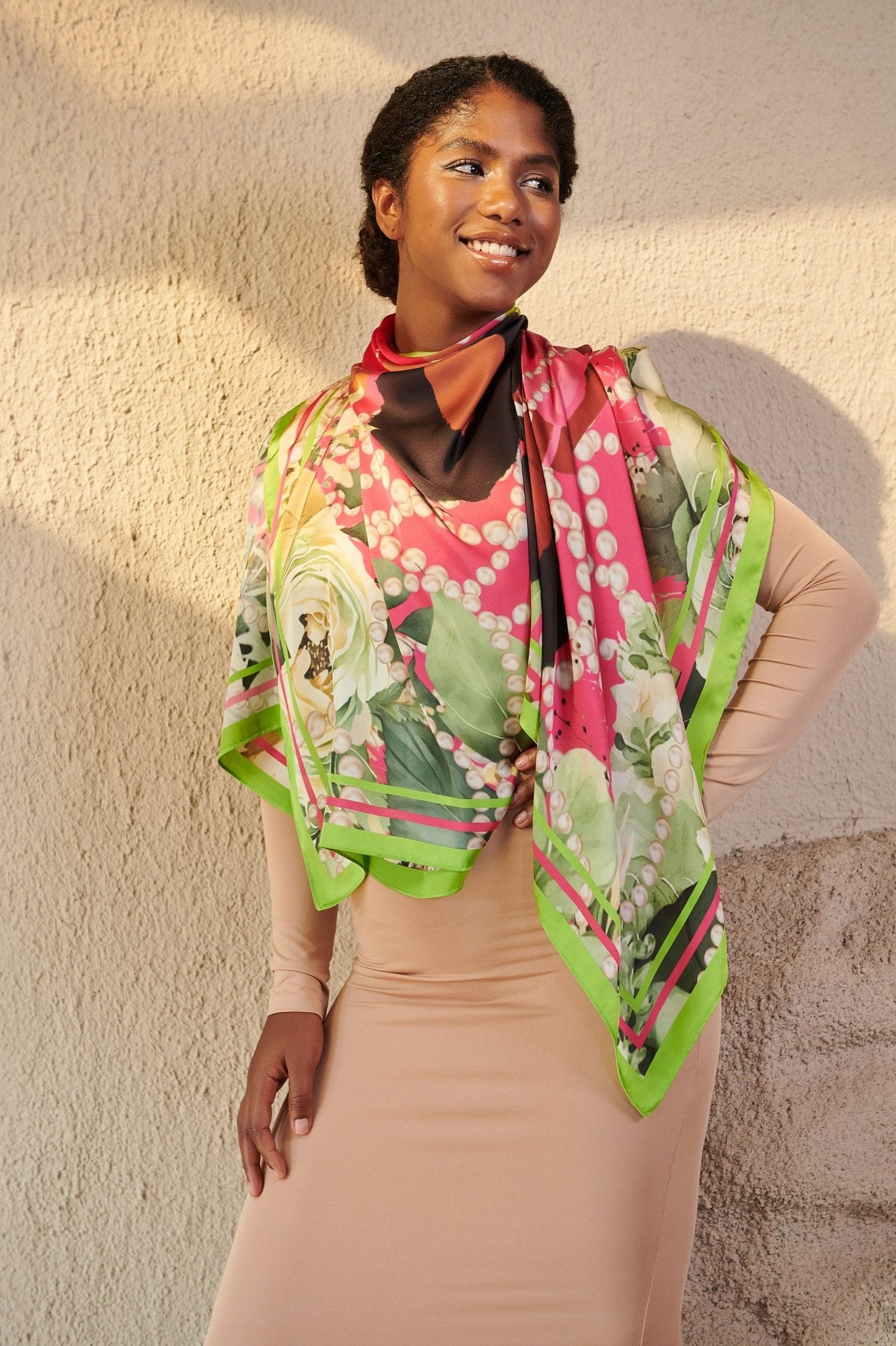 Sistership Luxe Scarf - Pink/Green,Scarves, Sassy Jones,