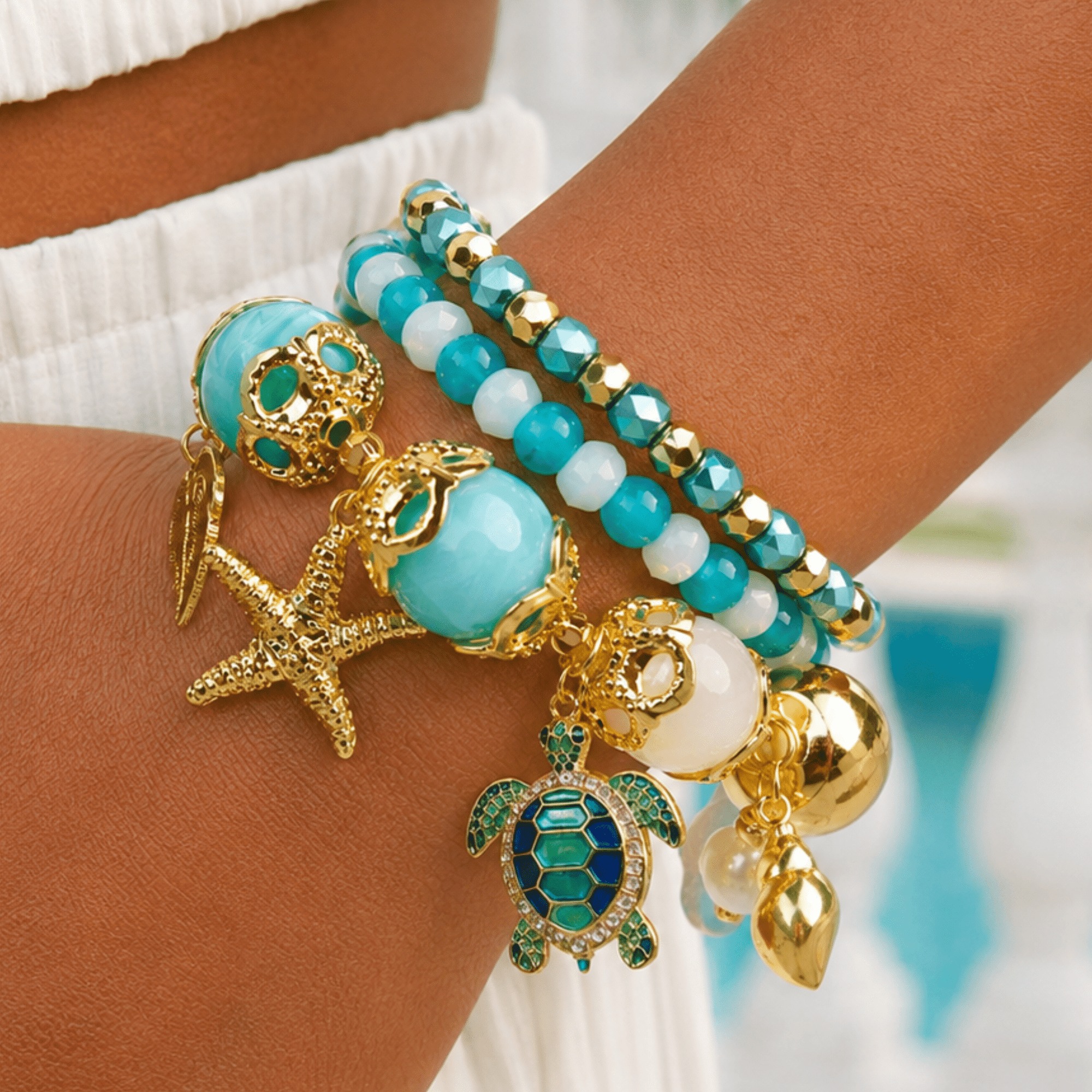 Soleia Sea Turtle 3pc Chunky Stack,Bracelets, Sassy Jones,