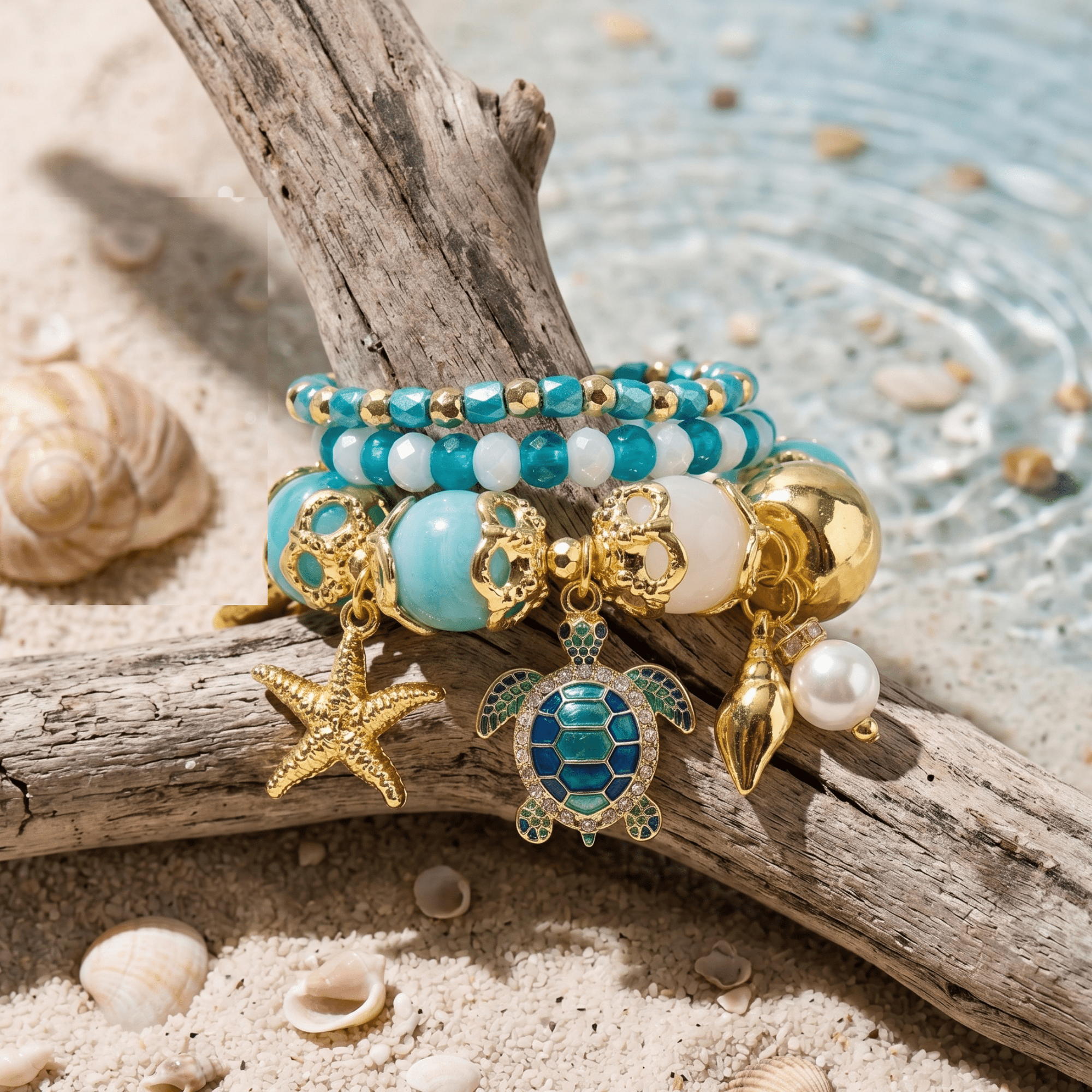 Soleia Sea Turtle 3pc Chunky Stack,Bracelets, Sassy Jones,