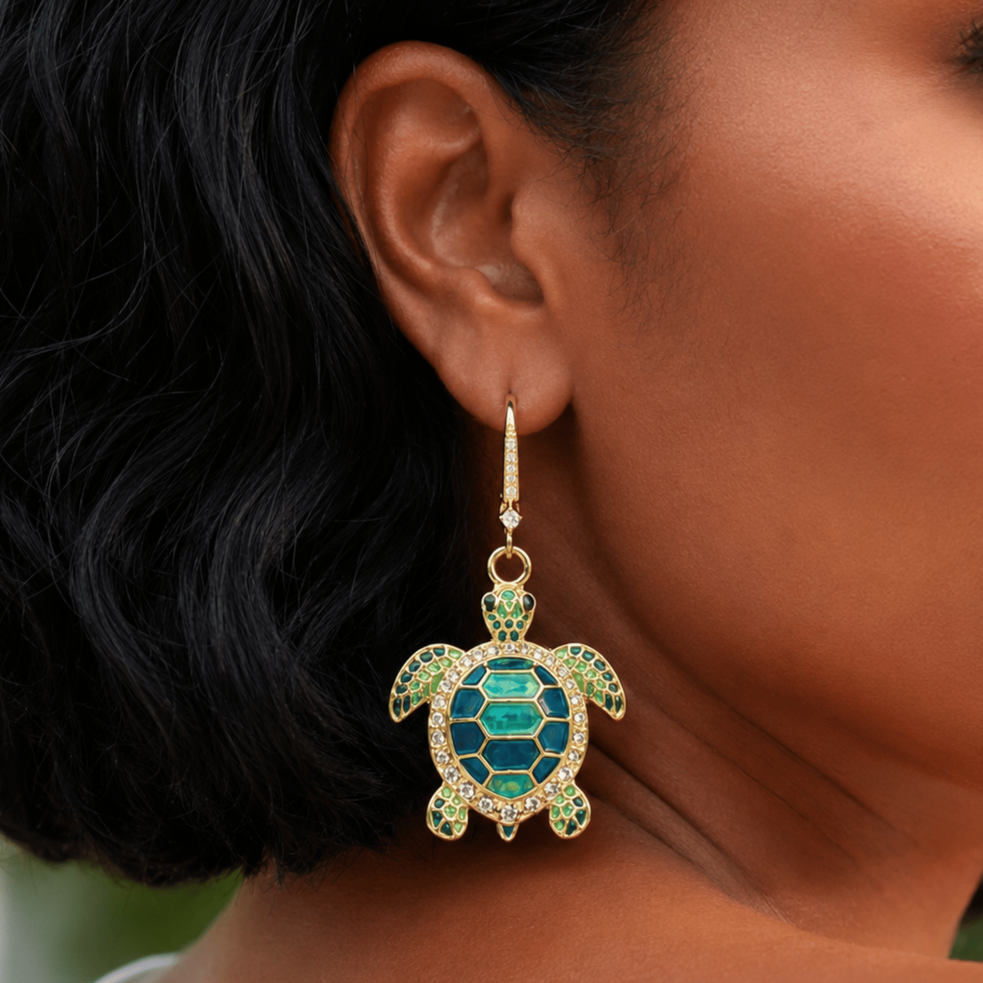 Soleia Sea Turtle Dangles,Earrings, Sassy Jones,