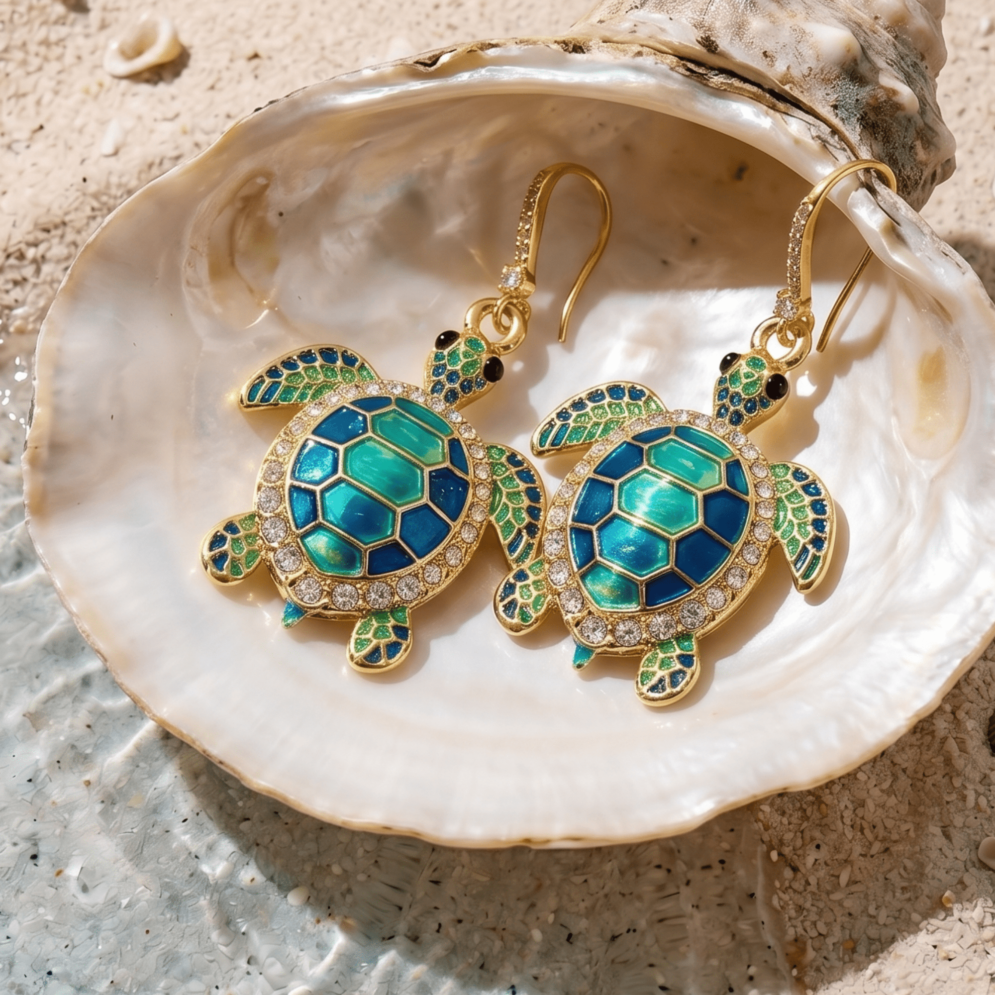 Soleia Sea Turtle Dangles,Earrings, Sassy Jones,