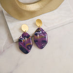 Talia Dangles - Purple/Gold,Earrings, Sassy Jones,