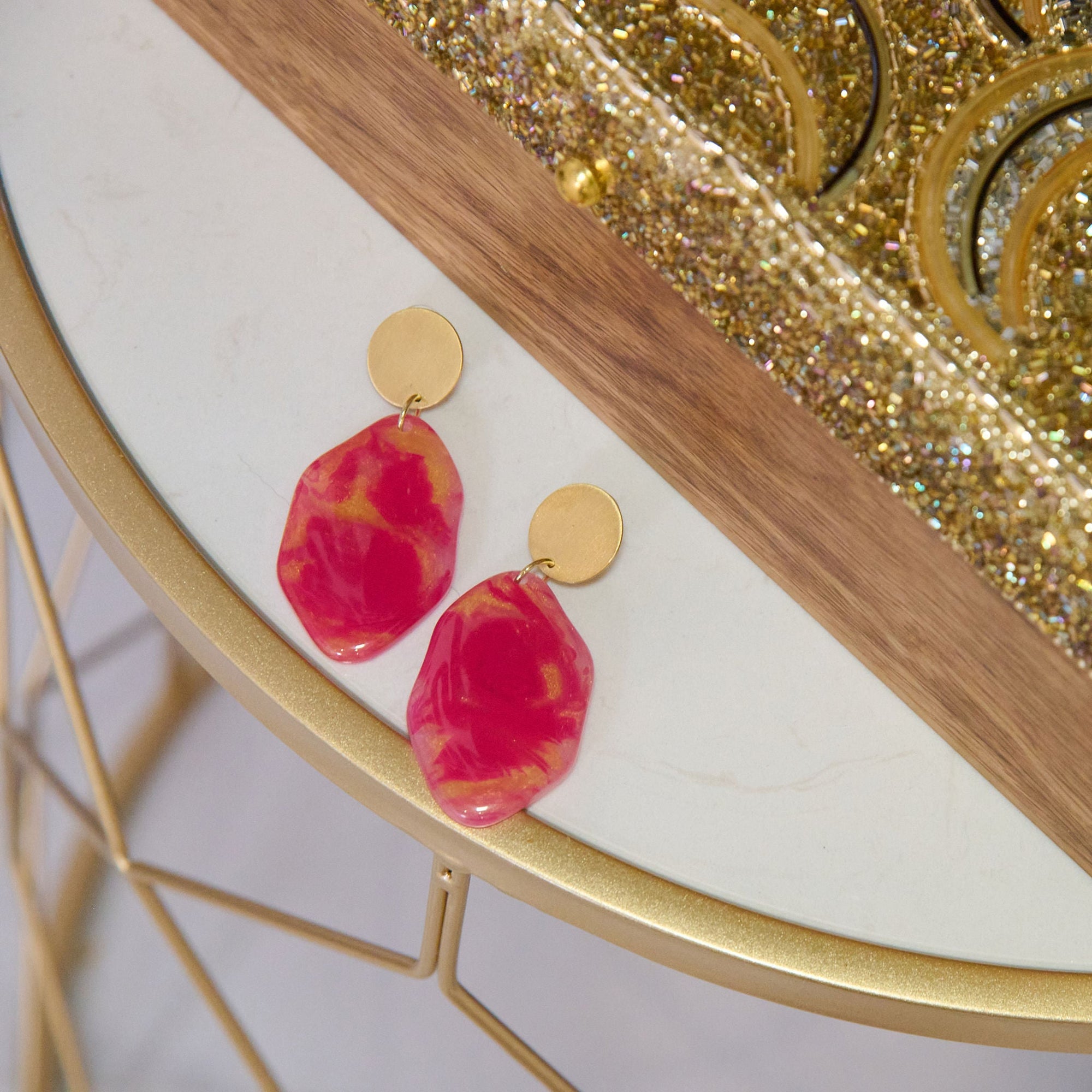 Talia Dangles - Pink/Gold,Earrings, Sassy Jones,