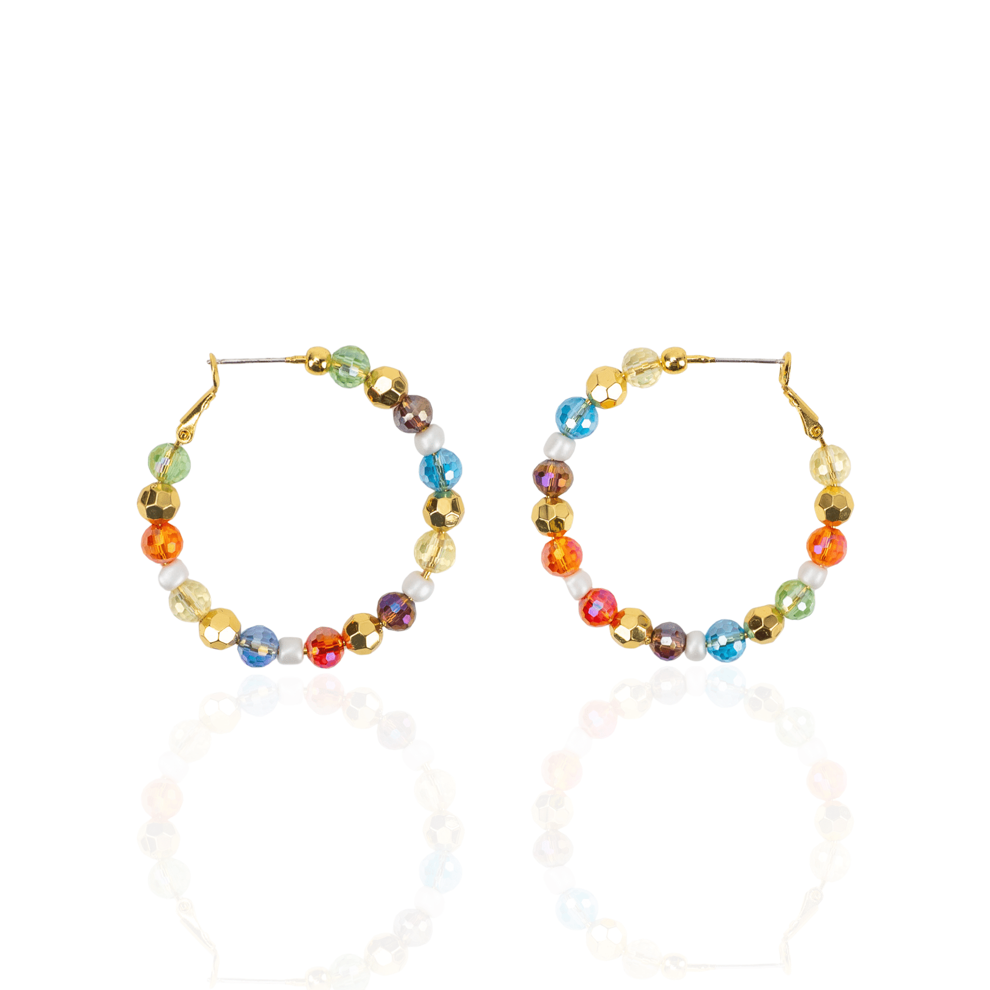 Teddy Glam Glass &amp; Pearl Hoops,Earrings, Sassy Jones,