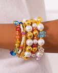 Teddy Glam Pearl 6pc Stretch Bracelet Stack,Bracelets, Sassy Jones,