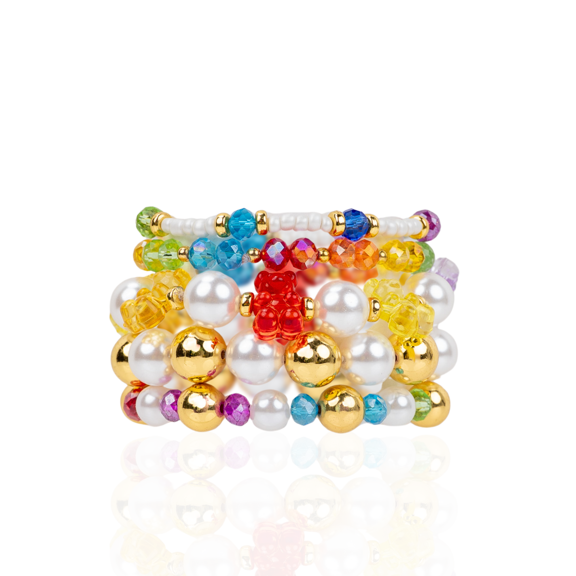 Teddy Glam Pearl 6pc Stretch Bracelet Stack,Bracelets, Sassy Jones,