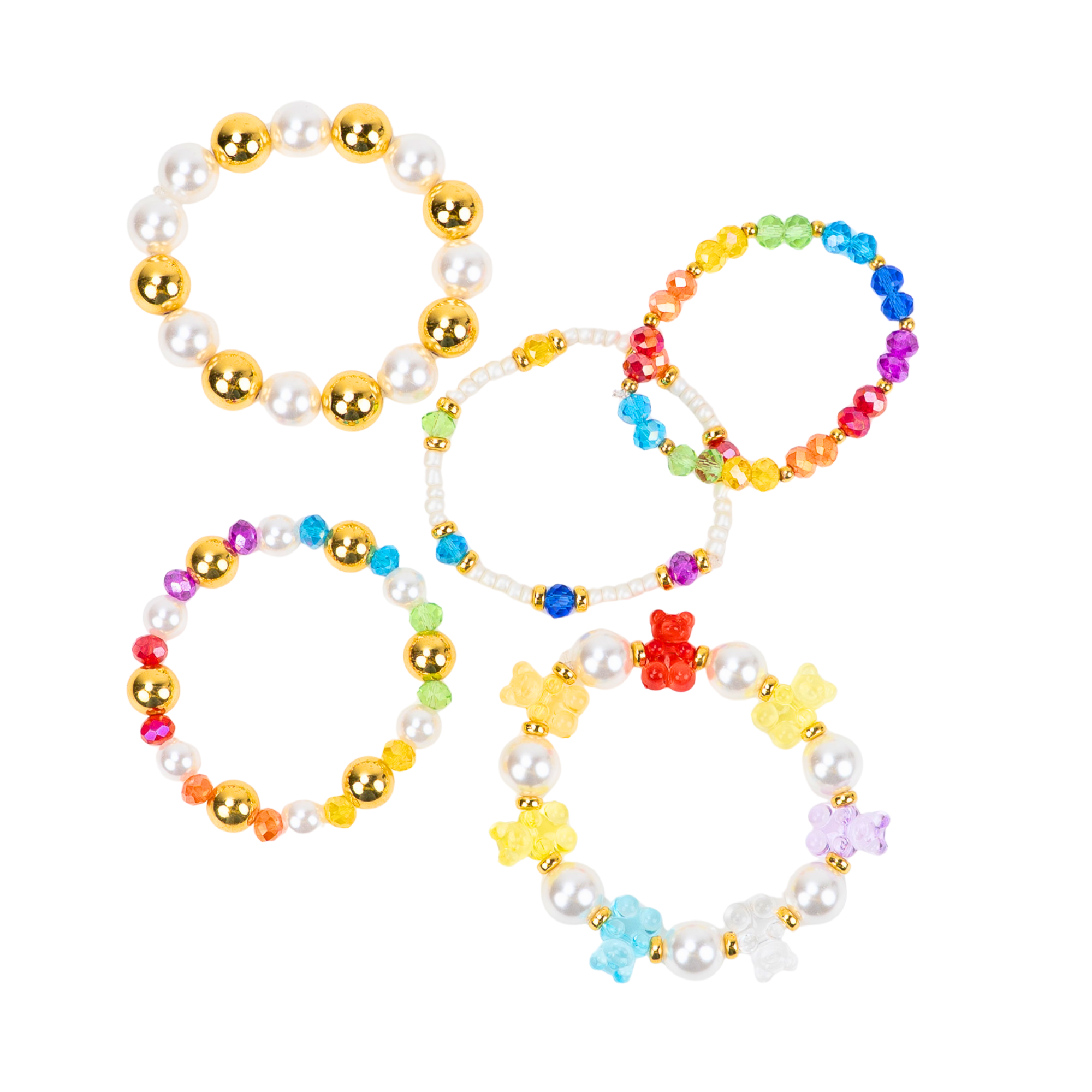 Teddy Glam Pearl 6pc Stretch Bracelet Stack,Bracelets, Sassy Jones,