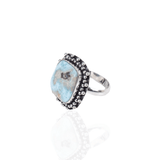 Tempest Larimar Square Adjustable Ring,Rings, Sassy Jones,