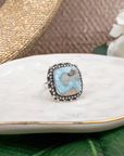 Tempest Larimar Square Adjustable Ring,Rings, Sassy Jones,