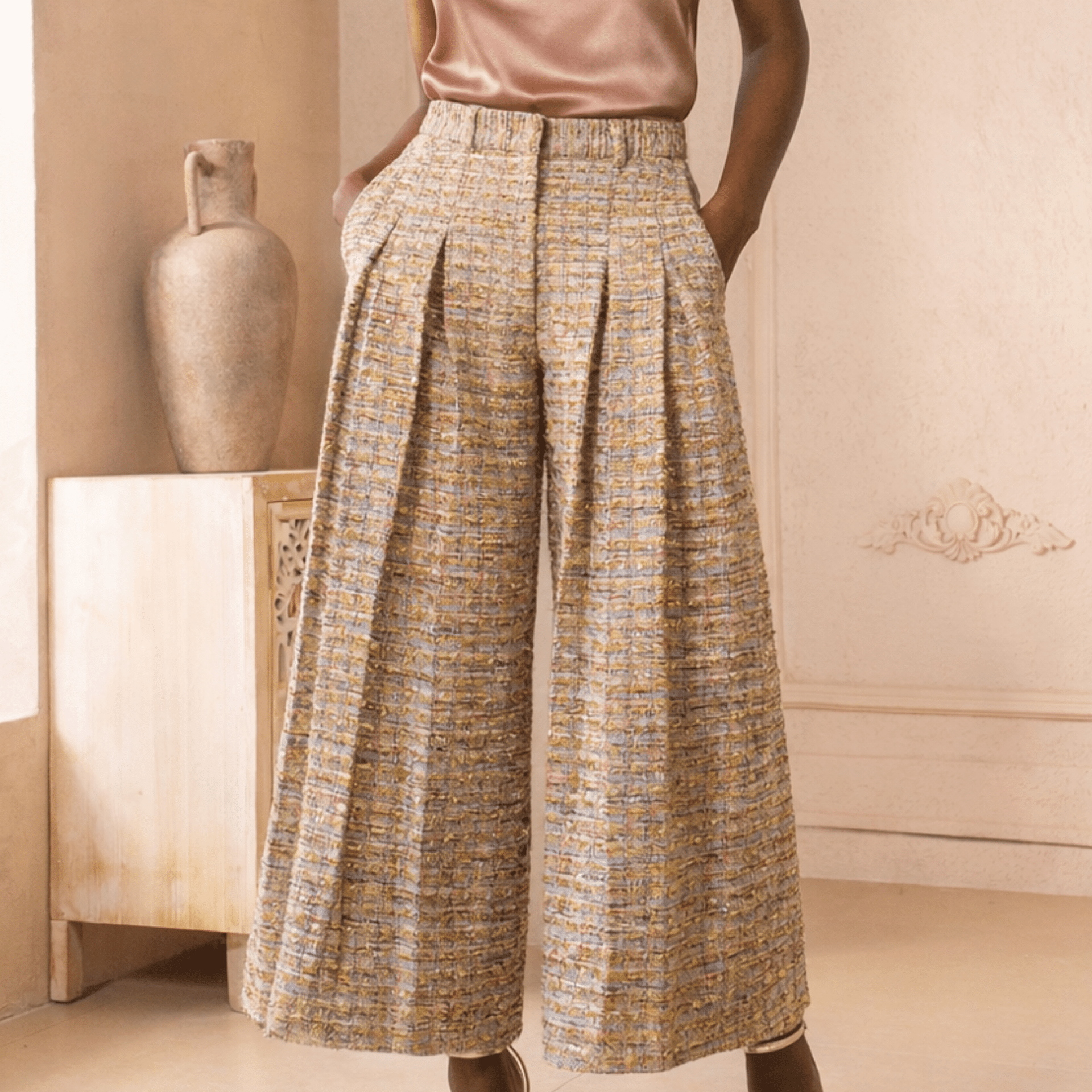 Claire Tweed Pleated Trouser